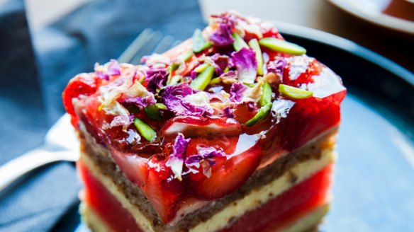 Black Star Pastry's signature strawberry watermelon cake. 