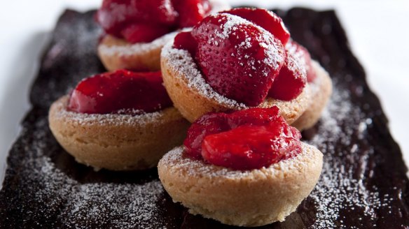 Justin North's strawberry and coconut friands.