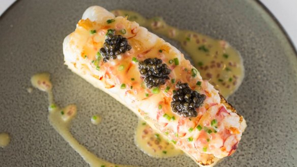 Champagne lobster, french toast and Sterling caviar at Aria in Sydney.
