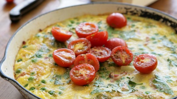 Jill Dupleix's potato, pea and bacon frittata.