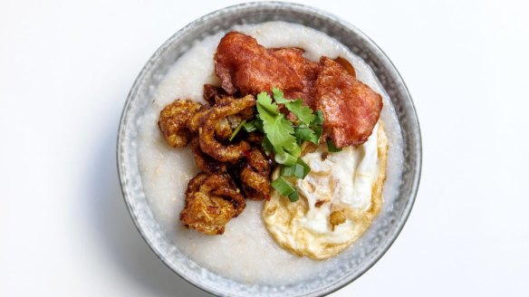 Bacon and egg congee at Boon.
