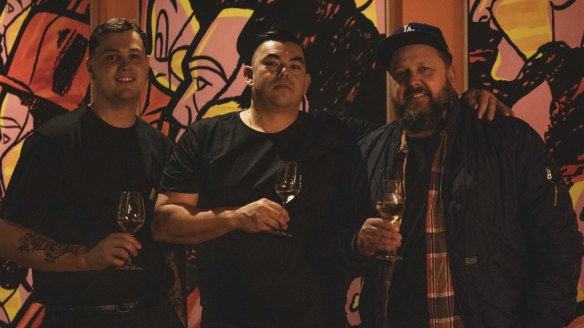 Underbar chef Derek Boath (centre) is behind the new venture, along with sommelier Anthony Schuurs (left). Illustrator Travis Price (right) has painted a series of large paintings for the venue.