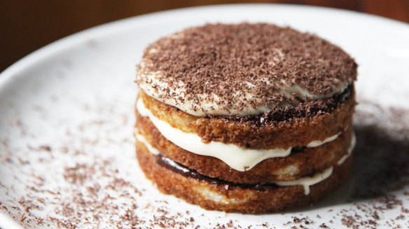 Try chocolate tiramisu with a sticky wine.