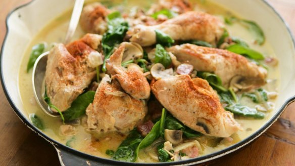 Flash in the pan: Chicken with mustard cream sauce.