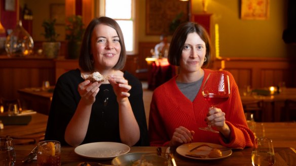 Good Food's Annabel Smith and Emma Breheny at Neighbourhood Wine, Fitzroy North.