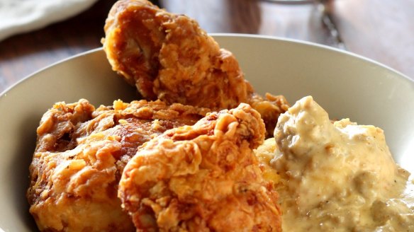 Bye bye birdie: Hartsyard's much-loved fried chicken with sausage gravy.