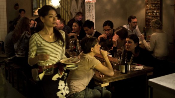 Punters enjoy yakitori at Chaco Bar.