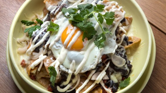 Chilaquiles (breakfast nachos).