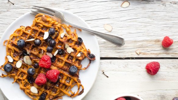 Something different: waffles made from sweet potatoes.