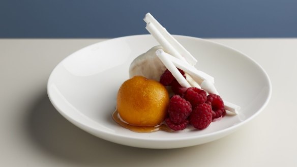 Karen Martini's peach Melba dessert at her new venue Hero.