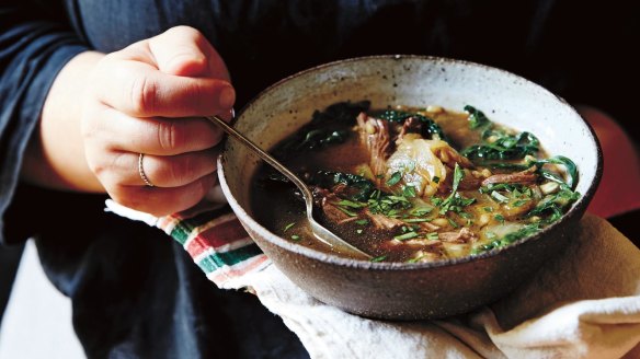 Lovely depth and richness: Barley, cavolo nero and beef broth.