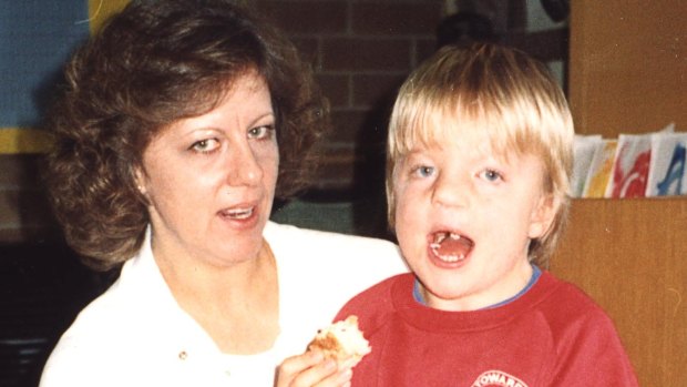 "He was simply to hard to handle": Ingrid Pickering and Michael when he first started school.