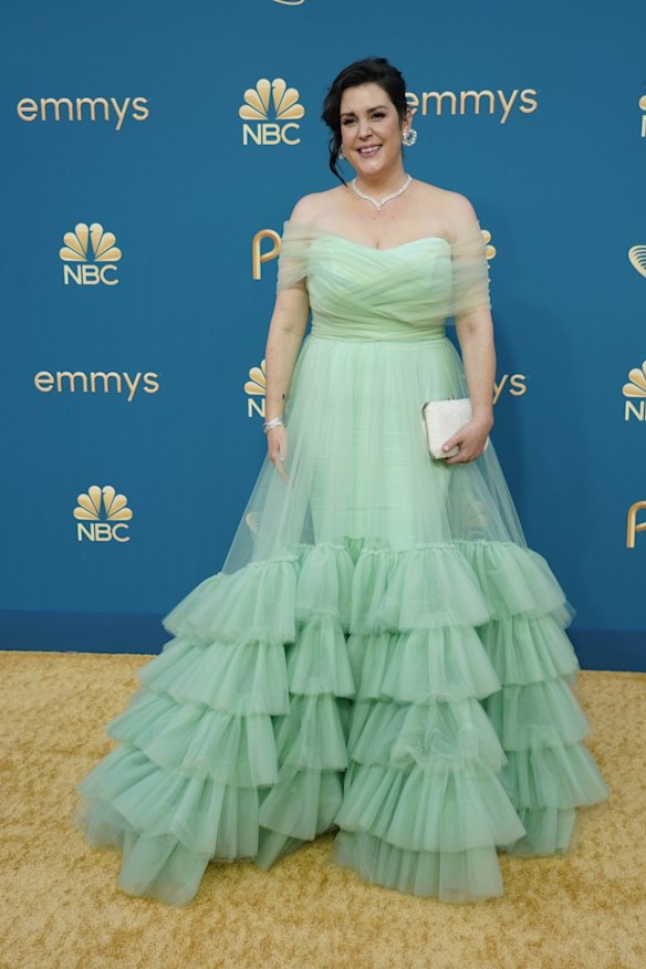 Melanie Lynskey wears custom Christian Siriano.