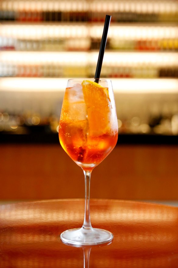 An Aperol spritz at Brunetti.