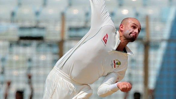 Nice Garry: Nathan Lyon on Monday.