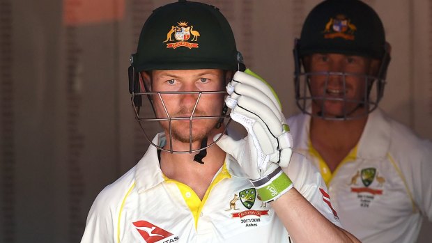 Didn't retaliate: Cameron Bancroft walks out to bat. He hadn't been picked for Australia at the time of the alleged incident.