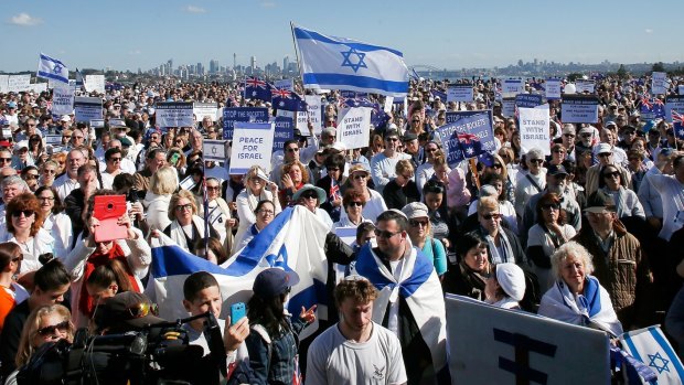 Pro-Israeli activists gather in Sydney recently. 