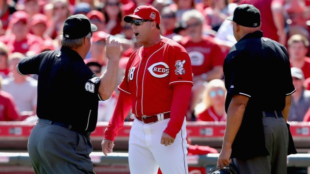Bryan Price clashes with umpires against the St Louis Cardinals earlier this month.