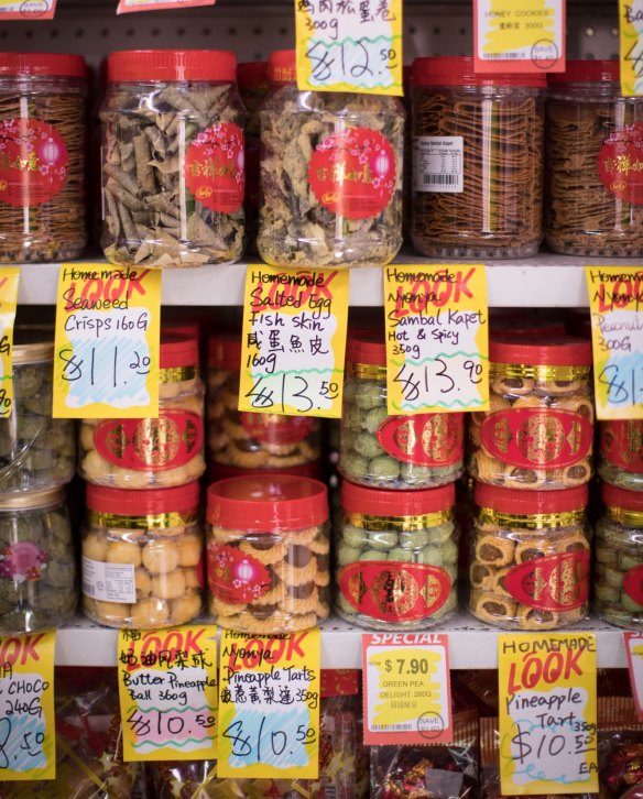 Traditional Chinese New Year celebration foods at Tang Food Emporium.