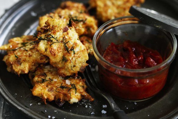 Neil Perry's cauliflower fritters.
