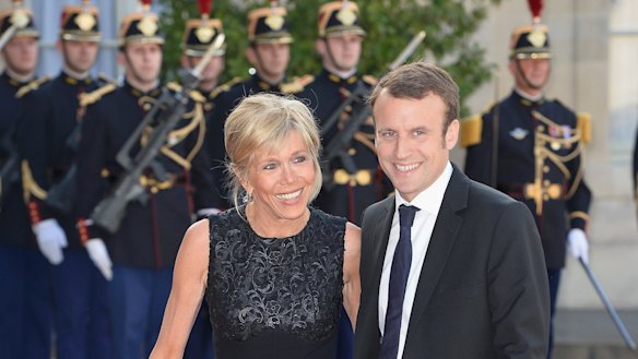 Emmanuel Macron and wife Brigitte Trogneux.