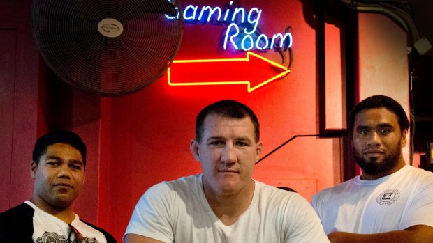 Fight night: Chris Sandow, Paul Gallen and Junior Paulo will take part in a charity boxing night on December 9.