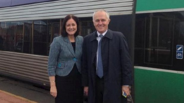 Prime Minister Malcolm Turnbull with Liberal MP Sarah Henderson, whose Victorian electorate of Corangamite is being targeted.