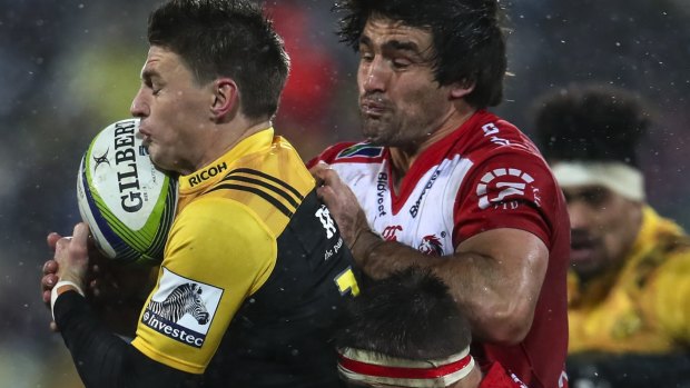 Man of the match performance: Beauden Barrett hangs on under pressure.