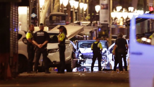 The van was driven onto a pavement and sped down a pedestrian zone on Las Ramblas.