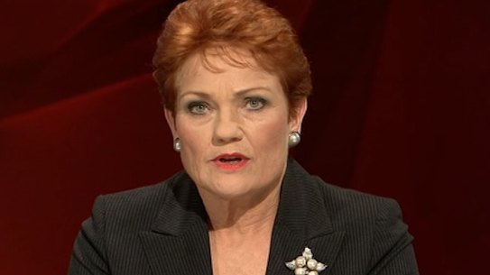 Pauline Hanson on Q&A on Monday.