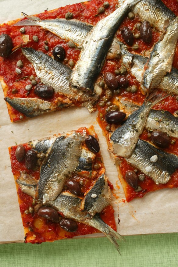 Sardine and tomato tart.