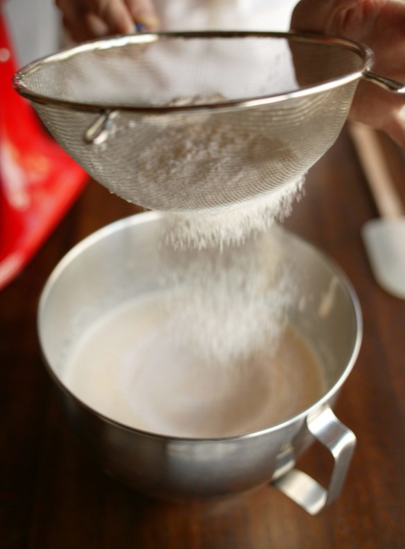 Sift dry ingredients straight into the mixing bowl.