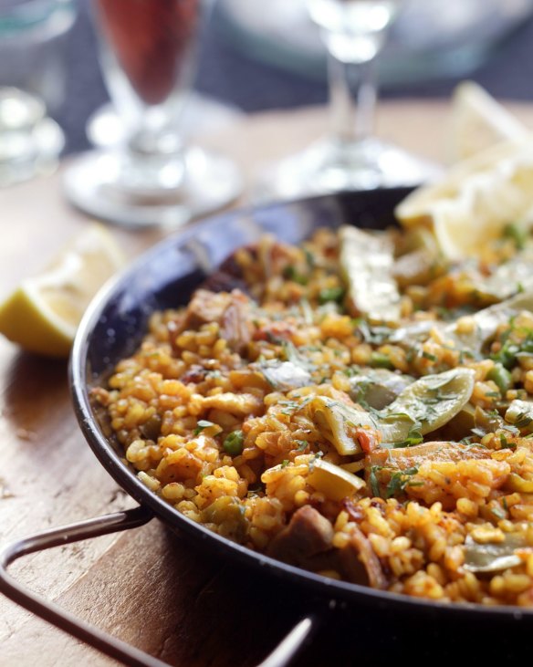 Chicken and vegetable paella.