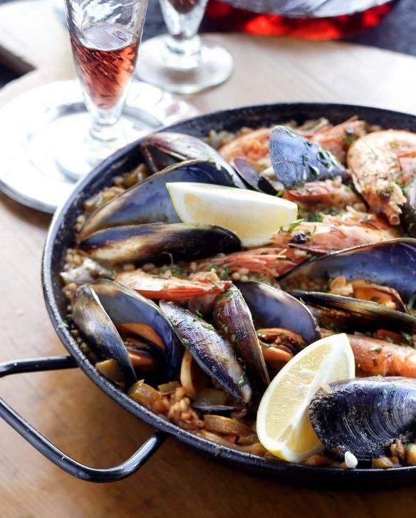 Seafood paella.