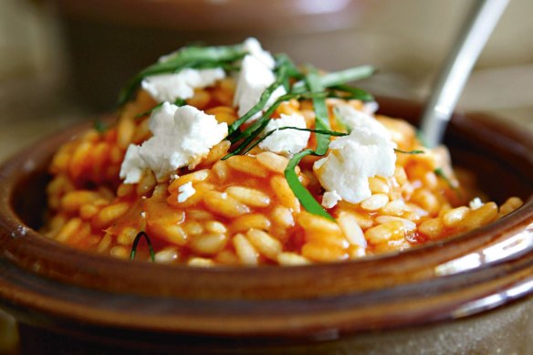 Tomato, basil and goat's cheese risotto.