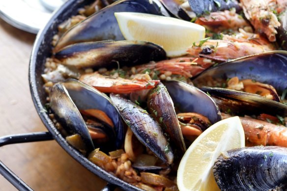 Seafood paella.