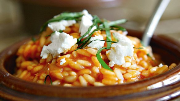 Tomato, basil and goat's cheese risotto.