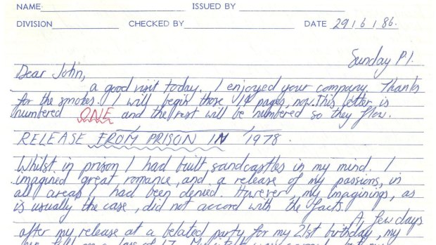 A letter from serial killer Paul Steven Haigh.