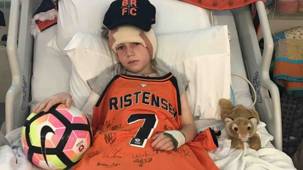 Queensland boy Kynan Meara-Fletcher remains in hospital after contracting the flu and losing his hearing.