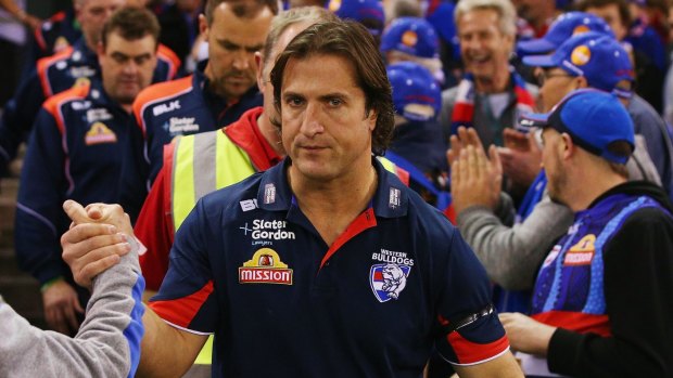 Though grieving, Bulldogs coach Luke Beveridge was for the most part composed during his press conference.