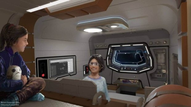 One of the standard cabins on Star Wars: Galactic Starcruiser.
