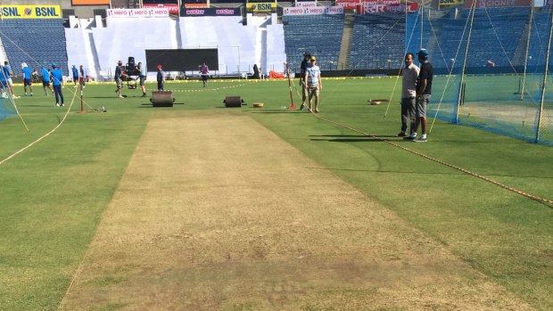 The Pune pitch is drier than a bone.