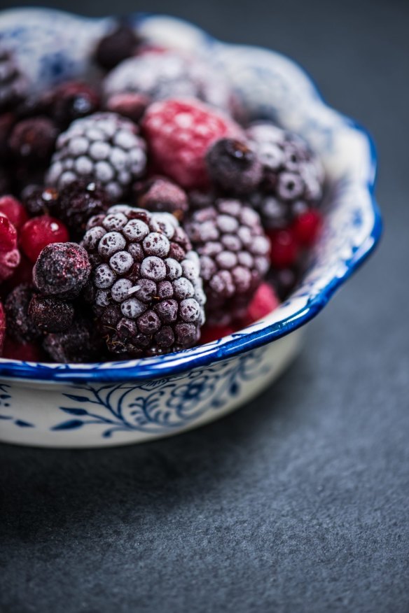 Frozen berries are great in smoothies.