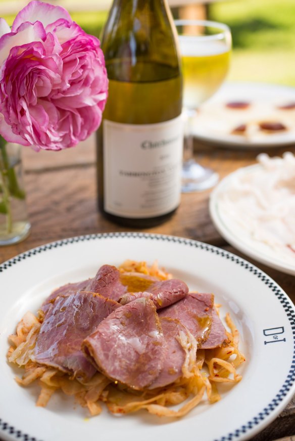 Country cooking: Corned beef with kimchi.