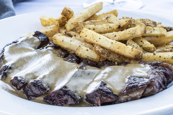 Steak frites with Diane sauce at Bistro Fitz.