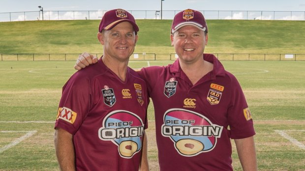 Former Origin player Kerrod Walters and pie maker Mark Hobbs have teamed up to raise money for the Lady Cilento Clildren's Hospital.