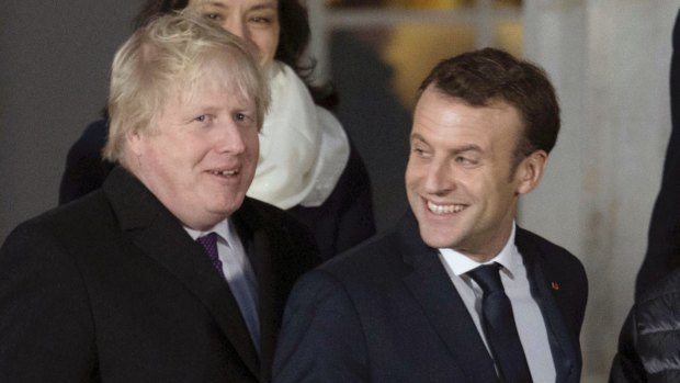 Boris Johnson with French President Emmanuel Macron, at the Anglo-French talks this week.