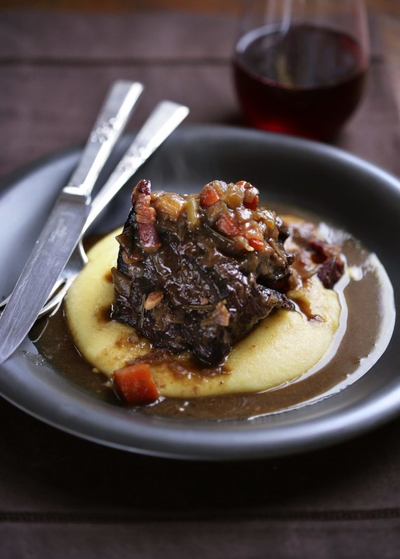 Serve the braised ox cheeks with polenta or mash.