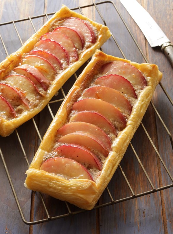 Easy nectarine and hazelnut frangipane tarts.