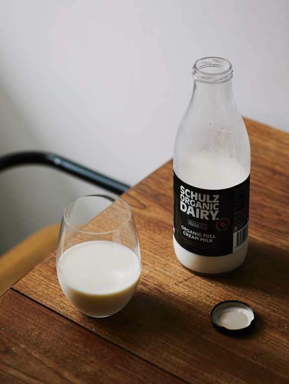 Schulz organic milk is available in glass bottles.